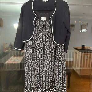 Studio I Elegant Black and White Long Sleeve Dress with Jacket